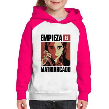 Imagem de Moletom Infantil Empieza el matriarcado - Foca na Moda, Branco, Rosa, 