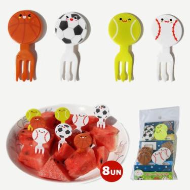 Imagem de Mini garfos palitos infantis p/lanche BOLAS ESPORTIVAS - 8pç - PromoGa