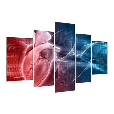 Imagem de Quadros Mosaico 5 Peças Medicina Cardiologia Medico Coraçao