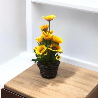Imagem de Mini Arranjo Artificial Mini Girassol Artificial Decoração Artificiais