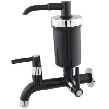Imagem de Torneira Filtro Água Ecológico Parede Bica Reta 1060 - Preto