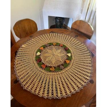 Imagem de Toalha De Mesa Redonda Uvinha 90cm - Maria Croche Veronez, Tons de Inv