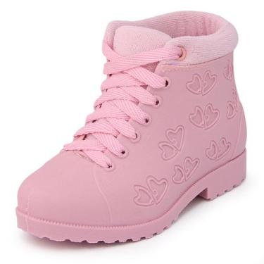 Imagem de Botinha Feminina Infantil Menina Coturno Rosa e Preto - Dayane Shoes, 