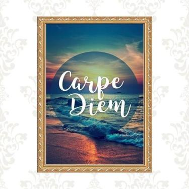 Imagem de Quadro Moldura Dourada Carpe Diem 24x18cm - Quadros On-line, com aceta