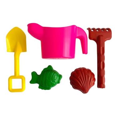 Imagem de Kit Brinquedo Regador Infantil Areia Forminha Pá - 5 Peças - Marbel, F