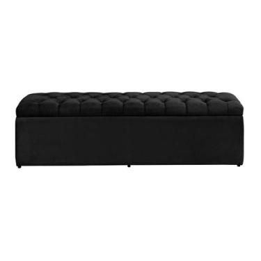Imagem de Baú Imperatriz 158Cm Calçadeira Estofada Suede Preto - Maitê Moda Casa