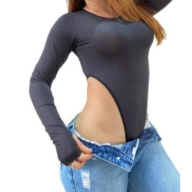 Imagem de Body Asa Delta Manga Longa Gola Redonda Com Dedeira - Fanáticos Por Ci