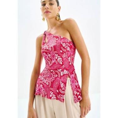 Imagem de Blusa Um Ombro Só Estampada Alongada-Feminino