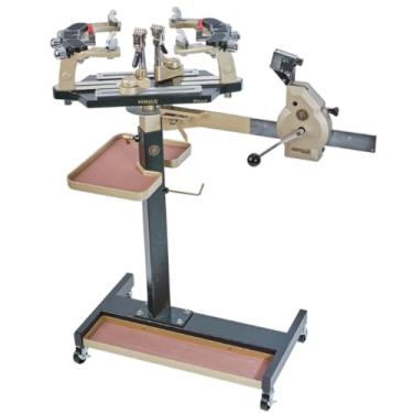 Imagem de FORMA S.F. Máquina de amarrar badminton certificada D-U-N-S®, tipo de pé, ouro preto totalmente metálico, vem com um conjunto completo de ferramentas de amarrar, 10 cordas de badminton