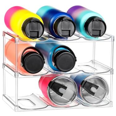 Imagem de Compartimento maior – suporte organizador de garrafa de água empilhável – para copo grande Stanley e outros – suporte transparente para vinho, suporte para garrafa de copo para armário de casa