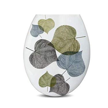 Imagem de Assento de vaso sanitário com fechamento suave, fácil de montar, belo design impresso, tampa de vaso sanitário espessada, painel universal tipo U PP para porta de banheiro