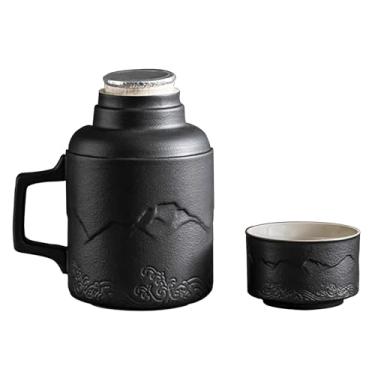Imagem de Xícara De Chá Portátil De Grande Capacidade, Bule De Chá E Caneca Com Tampa, Conjunto De Xícara De Chá Chinês Para Sala De Estudo De Escritório(Black)