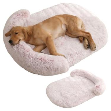 Imagem de Cama de cachorro para cães de médio e grande porte, cama de cachorro fofa de pele sintética, móveis de caixa de cachorro, cama de cachorro lavável à prova d'água, cama de espuma(Gradient Pink,XXL)