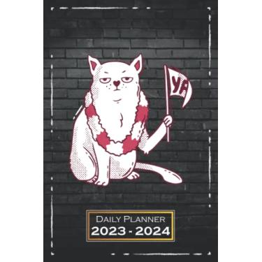 Imagem de Daily Planner 2023-2024: 6x9 inches | From Sunday to Saturday | Softcover | One Week on a Double Page | with Monthly Overview | Cat Pet Animals | qx1