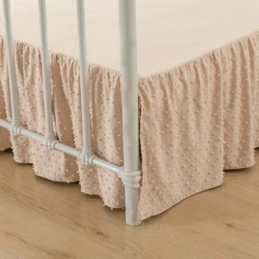 Imagem de TSUTOMI Saia de Cama Tufada com Bolinhas Tamanho Queen, Saia de Cama com Babados e Cantos Divididos, Saia de Cama Queen 18" de Queda, Saia de Cama Boho Queen Size Creme para Saia d (Rainha De 18")
