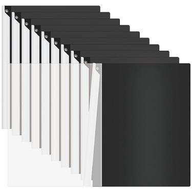 Imagem de Dlicoda Capas de relatório com clipe giratório, pacote com 10 pastas de apresentação frontais transparentes para tamanho A4/Carta, 22 x 29 cm, capacidade para 40 folhas, sem necessidade de perfuração