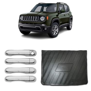 Imagem de Jogo aplique de maçaneta cromado + Tapete protetor bandeja de porta malas Renegade 2015 2016 2017 2018 2019 2020 2021 2022 2023 2024