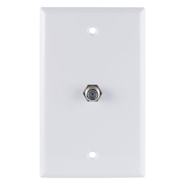 Imagem de UltraPro Placa de parede de cabo coaxial de TV de 1 porta, pacote com 8, conector tipo F de grupo único, na parede, 85677