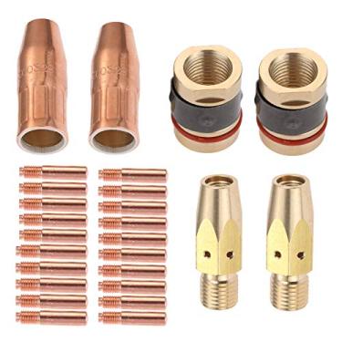 Imagem de Pacote com 26 acessórios de pistola de solda MIG Kit de 0,88 cm adequado para pistola Miller M25 M40 Hobart H (inclui pontas de contato de soldagem 000-068 0,1 cm, bocais de gás 200-258, difusores de