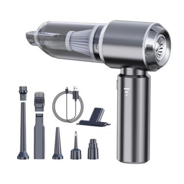 Imagem de Aspirador de pó portátil sem fio com motor sem escova de alta velocidade de 80.000 RPM, soprador de ar e bomba 3 em 1, 3 velocidades ajustáveis, mini soprador de ar recarregável a vácuo para carros