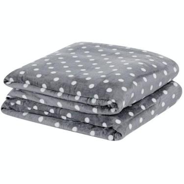 Imagem de Manta Casal Padrão Petit Poa Flannel Microfibra 1 Peça - Cinza - Bia E