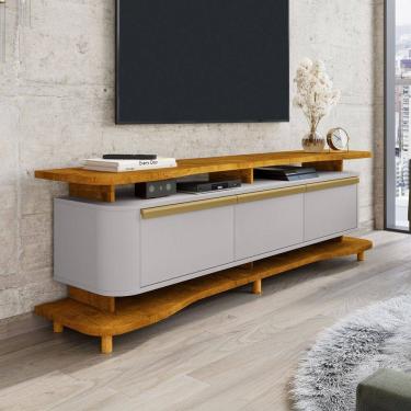 Imagem de Rack para TV Até 75 Polegadas Guarapari 3 Portas Naturallle/Off White - Móveis Bechara