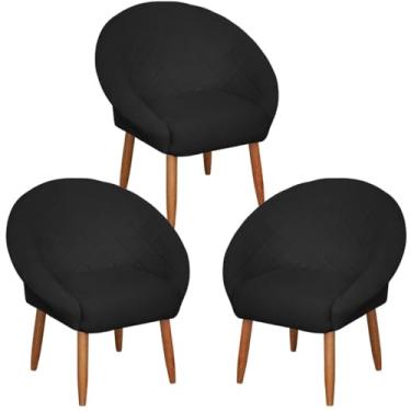 Imagem de Kit 3 Poltronas Decorativa para Sala de Estar Luxo MOBLAN decor (Preto)