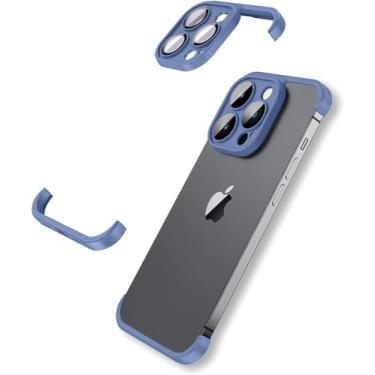 Imagem de Protetor de lente de câmera sem moldura cinza titânio capa de telefone para iPhone 15 Pro Max 14 Plus 13 12 11 14Pro 15Pro 13Pro, azul, para iPhone 12 Pro