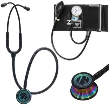 Imagem de Kit Estetoscópio BIC Eternity + Esfigmomanômetro Pamed Com Bolsa - Enfermagem e Medicina (PRETO ARCO-ÍRIS)