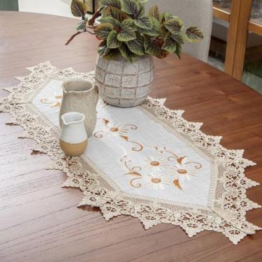 Imagem de Caminho de Mesa Floral Bordado Macau 40x150cm Jolitex