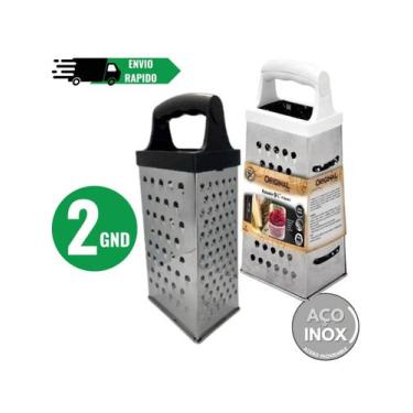 Imagem de Kit 2 Ralador de Legumes Fatiador 4 Faces inox Grande Cabo em Plástico