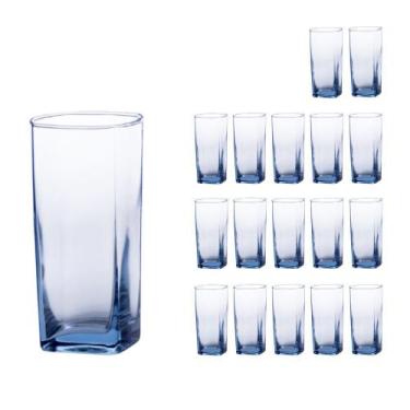 Imagem de Conjunto 18 Copos Vidro Azul Degrade Luxo 320 ml Casa Linda