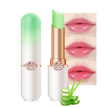 Imagem de BINGBRUSH Aloe Vera Color Changing Lipstick Queen, Hidratante Long Lasting Lip Care Lip Balm Magic Lip Gloss Lip Tint Stain Glossly Makeup Lipstick Set Para Mulheres (1Pc Aloe Vera)