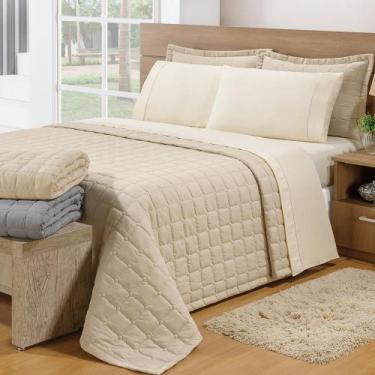 Imagem de Cobre Leito Queen Soft 3pç 100% Poliéster - Bege - Lilly Home Enxovais