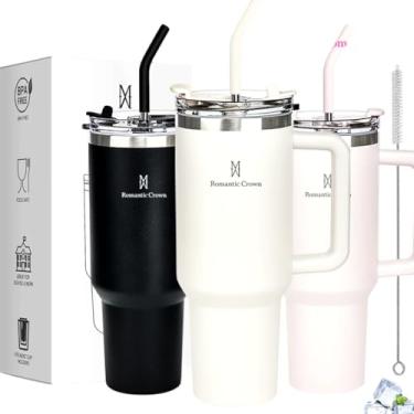 Imagem de Copo Térmico de Aço Inox, 1200ml, com Tampa e Canudo, Portátil