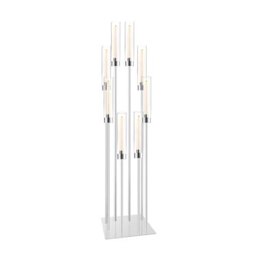 Imagem de Peça central de candelabro de piso grande, conjunto de castiçais de chão de 8 braços com persianas de acrílico para velas de LED, castiçal de pilar de metal para decoração de casamento em casa de