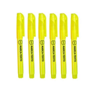 Imagem de Kit 6 Marca Texto Amarelo Escolar Escritório - Jocar Office