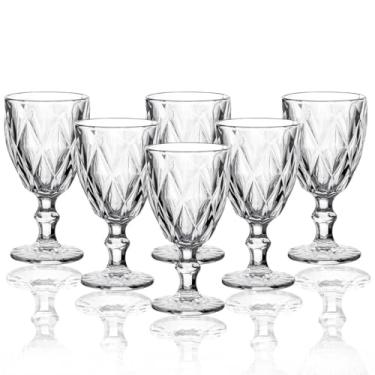 Imagem de Jogo 6 Taças Vidro Diamond Bico Jaca Abacaxi Conjunto Taça Para Água Vinho Tinto Suco Diamante(340 ML)
