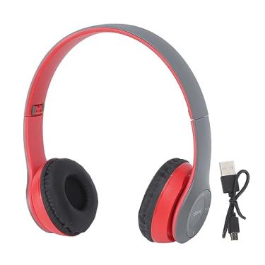 Imagem de QANYEGN P47 BT fone de ouvido Bluetooth, fones de ouvido Bluetooth sobre a orelha, fone de ouvido dobrável com redução de ruído para amantes de música esportiva (Red)
