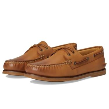 Imagem de Sperry Sapato náutico masculino dourado autêntico original com 2 furos, Marrom claro, 42
