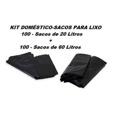 Imagem de Kit Doméstico-sacos P Lixo-20 E 60 Litros- - HIGIPACK, Preto