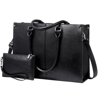 Imagem de Bolsa para Laptop LOVEVOOK 15,6" - Couro Vintage Marrom para Mulheres