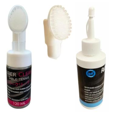 Imagem de Kit limpador + cola tênis mesa - revitalizador borracha ping pong hidratação limpeza profunda - cola de borracha para raquete de ping pong - adesivo Base d'água profissional