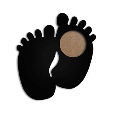 Imagem de Porta Maternidade Colorido Em Forma de Pezinhos Em Mdf Com PVC Antirreflexo Cor:PRETO;Tamanho:27x30 cm