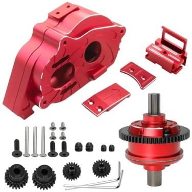 Imagem de Metal RC Diff Gear Gearbox, 57T Spur Gear Slipper Clutch Differential & Motor Mount Gear Cover for ARRMA 1/10 Senton/Vorteks 223S V4,Kraton/Outcast 4S V2,Typhon 223S V4 Model car Upgrade Parts (Red)
