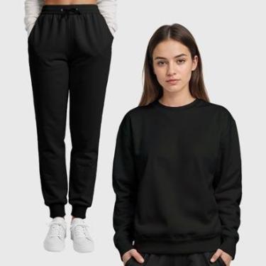 Imagem de Conjunto Moletom Gola Redonda e Calça Feminina Lisa Benellys-Feminino