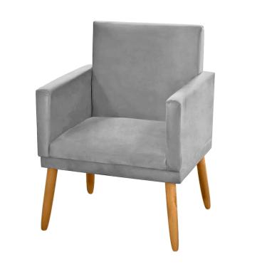 Imagem de Poltrona Nina Decorativa Sala Estar Luxo Suede Cinza