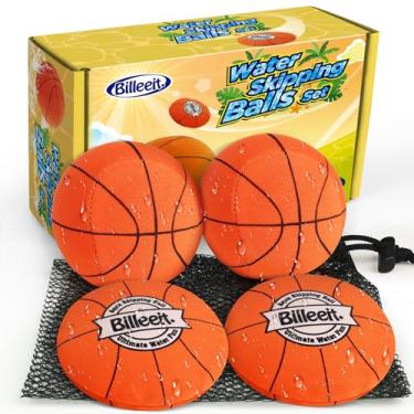 Imagem de Billeeit 4 bolas de água para jogar na piscina (tema de basquete), brinquedos de natação de praia para crianças de 4 a 8 anos, 8 a 12 anos e adultos, inclui 2 bolas e 2 discos