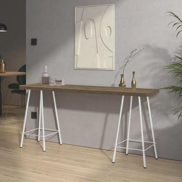 Imagem de Mesa Aparador Buffet Balcão Pam 150 cm Industrial Ferro Branco Tampo 100% mdf Rústico -...