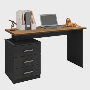 Imagem de Escrivaninha Flay com 3 Gavetas - Móveis Leão Preto/Freijó